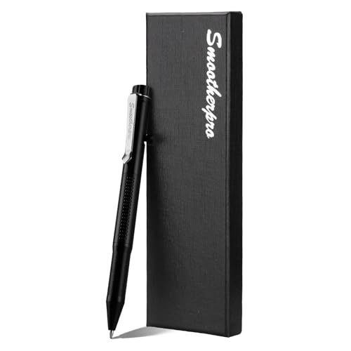 SMOOTHERPRO Bolt Action Aluminium-Stift | Kugelschreiber und Bleistift in einem mit Graphitlegierungsspitze, einziehbarem Drehdesign | Kompatibel mit Parker-Mine | für Büro-Skizzen (APG01) | Schwarz von SMOOTHERPRO