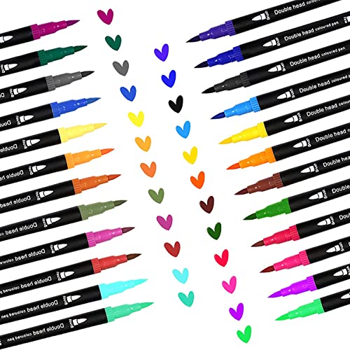 SMOOTHERPRO Dual Brush Pen Set 24 Farben Filzstifte Dicke Pinselstifte und Dünne Nib Art Zeichenmarker für Erwachsene zum Ausmalen und Malen um Zeichen und Kunstzubehör zu erstellen(DHMP24) von SMOOTHERPRO