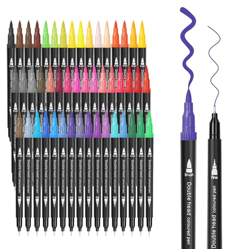 SMOOTHERPRO Dual Brush Pen Set 48 Farben Filzstifte Dicke Pinselstifte und Dünne Nib Art Zeichenmarker für Erwachsene zum Ausmalen und Malen um Zeichen und Kunstzubehör zu erstellen(DHMP48) von SMOOTHERPRO