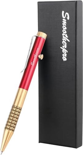 SMOOTHERPRO Massivem Messing Kugelschreiber Kompatibel mit Pentel Minen für EDC Unterschrift Büro Schule Business Farbe Rot (SG03R) von SMOOTHERPRO
