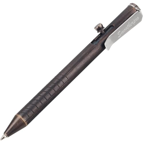 SMOOTHERPRO Massiver Messing Kugelschreiber Bolt Action Metall Stift Kompatibel mit Fisher Space SPR-Minen für Tremor Parkinson Arthritis Hände Farbe schwarz(FSR010) von SMOOTHERPRO