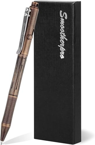 SMOOTHERPRO Messing Kugelschreiber Kompatibel mit Pilot G2 Minen Edelstahl Stift Schwere Pflicht für Tremor Parkinson's Arthritis Hände Vintage Schwarz(RG335) von SMOOTHERPRO