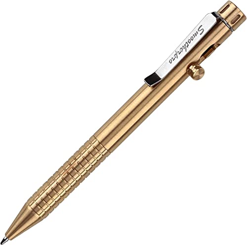 SMOOTHERPRO Massiver Messing Kugelschreiber Bolt Action Metall Stift Kompatibel mit Parker Minen Schwerlast für Tremor Parkinson Arthritis Hände Farbe Natur(CG501) von SMOOTHERPRO