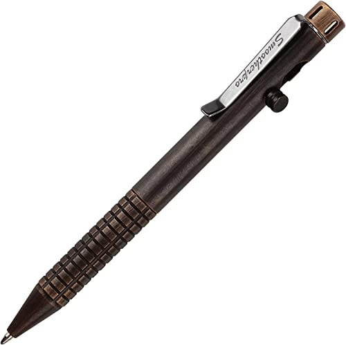 SMOOTHERPRO Massiver Messing Kugelschreiber Bolt Action Metall Stift Kompatibel mit Parker Minen Schwerlast für Tremor Parkinson Arthritis Hände Farbe Vintage Schwarz(CG500) von SMOOTHERPRO