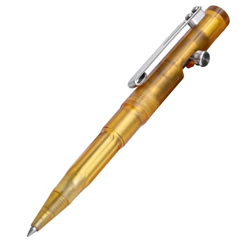 SMOOTHERPRO PEI Kugelschreiber/Druckkugelschreiber | Bernsteinfarben | 0,5 mm feine Spitze schwarze | Kompatibel mit Parker-Minen | EDC-Stift zum Schreiben im Büro für Linkshänder geeignet | (PEI01) von SMOOTHERPRO