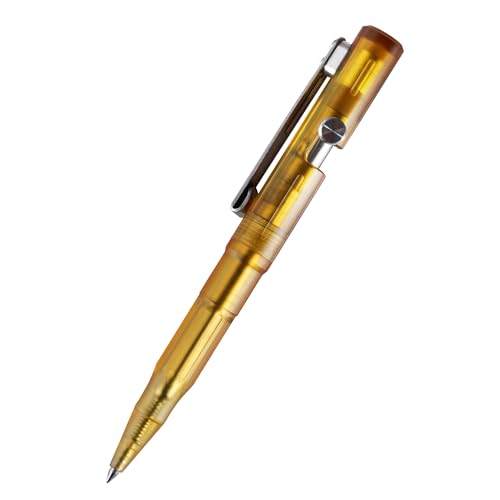 SMOOTHERPRO PEI Kugelschreiber/Druckkugelschreiber | Bernsteinfarben | 0,5 mm feine Spitze schwarze | Kompatibel mit Parker-Minen | EDC-Stift zum Schreiben im Büro für Linkshänder geeignet | (PEI01) von SMOOTHERPRO