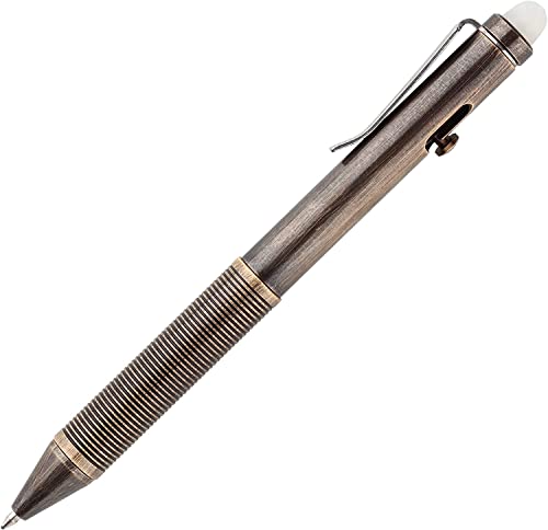 SMOOTHERPRO Radierbare Messing Kugelschreiber Bolt Action Metall Stift Kompatibel mit Pilot Minen für Tremor Parkinson Arthritis Hände Business Farbe Retro Schwarz(EP02BK) von SMOOTHERPRO