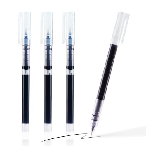 SMOOTHERPRO Tintenroller Stifte | 0,5 mm feine Spitze | Kugelschreiber-Set | Schnelltrocknende Gelstifte zum Schreiben und Zeichnen | Schreibwaren für Zuhause Schule (CGP003BK) | Schwarz | 3 Stück von SMOOTHERPRO