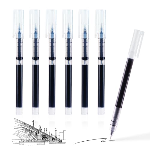 SMOOTHERPRO Tintenroller Stifte | 0,5 mm feine Spitze | Kugelschreiber-Set | Schnelltrocknende Gelstifte zum Schreiben und Zeichnen | Schreibwaren für Zuhause Schule (CGP006BK) | Schwarz | 6 Stück von SMOOTHERPRO