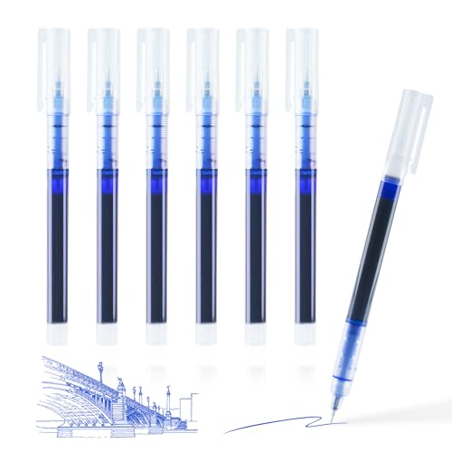 SMOOTHERPRO Tintenroller Stifte | 0,5 mm feine Spitze | Kugelschreiber-Set | Schnelltrocknende Gelstifte zum Schreiben und Zeichnen | Schreibwaren für Zuhause Schule (CGP006BL) | Blau | 6 Stück von SMOOTHERPRO