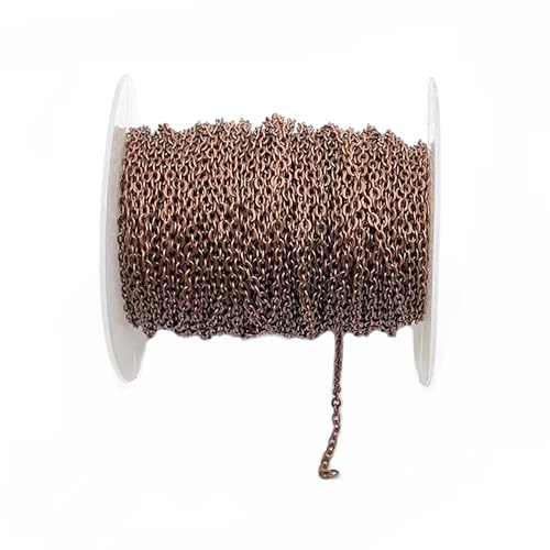 10m Gliederkette Meterware 2*3mm O Kettenspule Metallkette Roll Eisen Kabelkette Bastelnkette Schmuckherstellung Link Kette Bulk Chain für DIY Halskette Ohrringe Armband Verlängerung(Rotbronze) von SMTCM