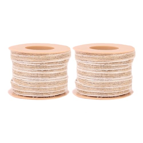 2 Rollen Jute-Sackleinenband 6mm*10m Beige Juteband mit Spitze Leinenband Natur Vintage Geschenkband Schleifenband Jute Hessisches Band Rustikal Dekoband für Hochzeit DIY Basteln Verpackung 2 Rollen Jute-Sackleinenband 6mm*10m Beige Juteband mit Spitze Leinenband Natur Vintage Geschenkband Schleifenband Jute Hessisches Band Rustikal Dekoband für Hochzeit DIY Basteln Verpackung von SMTCM