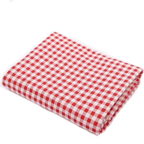 2M*150CM Dekostoff Meterware Kariert Baumwoll Leinen Stoffe zum Nähen Karo Weihnachtsstoffe Leinenstoff Bedruckt Patchwork Plaid Baumwollstoff Nähstoff für Kleidung Vorhang Tischdecke DIY von SMTCM