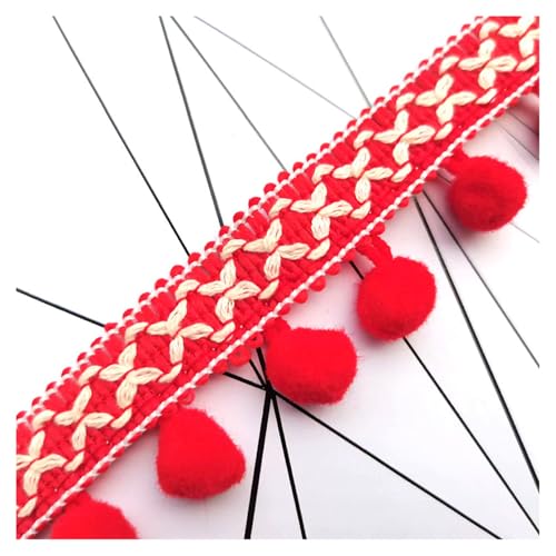 5 Yards Bunt Pom Poms Quaste Borte 3cm Pomponborte Pompoms Fransenborte Bommel Fransenband Bommelborte zum Nähen Basteln Pomponsband Spitze Bommelband für DIY Kostüme Kleidung Vorhang Deko Rot 5 Yards Bunt Pom Poms Quaste Borte 3cm Pomponborte Pompoms Fransenborte Bommel Fransenband Bommelborte zum Nähen Basteln Pomponsband Spitze Bommelband für DIY Kostüme Kleidung Vorhang Deko Rot von SMTCM
