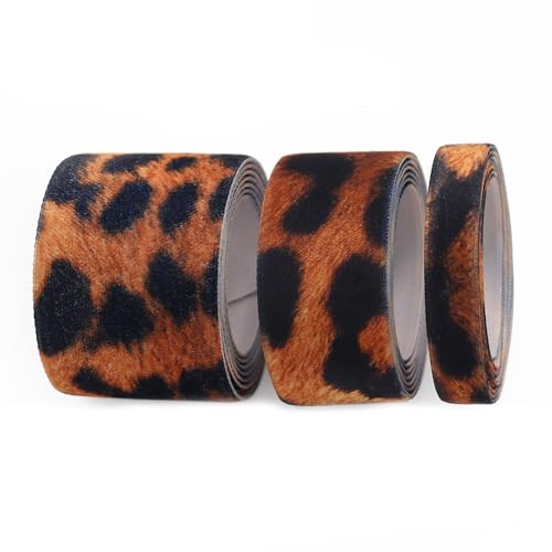 SMTCM 1 Roll Samtband Leopard 38mm*10 Yards Ripsband mit Leopardenmuster Tierdruck Stoffbänder Geschenkband Schleifenband Leopardn Fleece Band Velvet Ribbon Leopardband für DIY Basteln Verpackung von SMTCM
