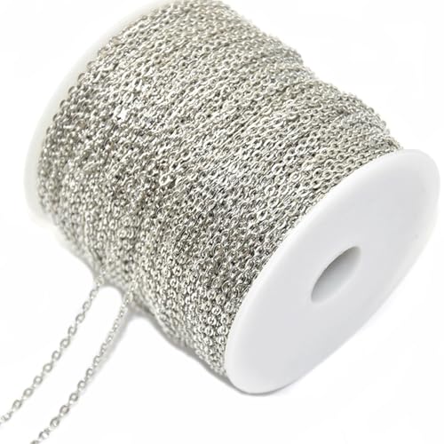 SMTCM 10m Gliederkette Meterware 2 * 3mm O Kettenspule Metallkette Roll Eisen Kabelkette Bastelnkette Schmuckherstellung Link Kette Bulk Chain für DIY Halskette Ohrringe Armband Verlängerung (Weiß K) SMTCM 10m Gliederkette Meterware 2 * 3mm O Kettenspule Metallkette Roll Eisen Kabelkette Bastelnkette Schmuckherstellung Link Kette Bulk Chain für DIY Halskette Ohrringe Armband Verlängerung (Weiß K) von SMTCM