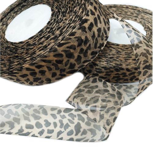 SMTCM 2 Roll Organzaband Leopard 2.5cm,4cm Breit Ripsband mit Leopardenmuster Chiffonband Geschenkband Schleifenband Leopard Transparent Tierdruck Band Leopardband für DIY Basteln Haarschleife Deko SMTCM 2 Roll Organzaband Leopard 2.5cm,4cm Breit Ripsband mit Leopardenmuster Chiffonband Geschenkband Schleifenband Leopard Transparent Tierdruck Band Leopardband für DIY Basteln Haarschleife Deko von SMTCM