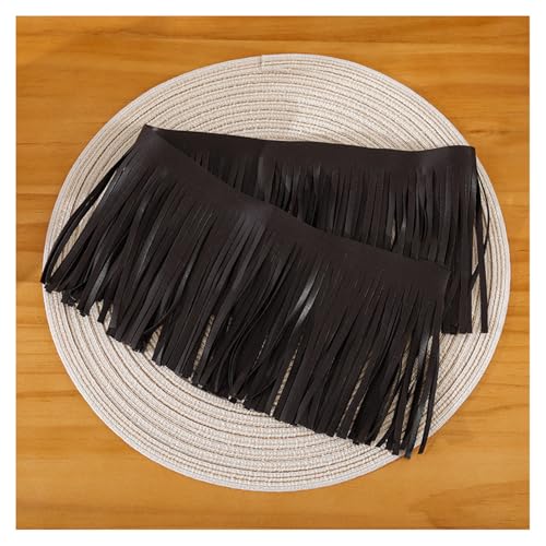 SMTCM 4m Fransen Leder Basteln 15cm Kunstleder Fransen Kaffee PU Leder Quaste Schnittfransen Fransenborte Doppelseitig Quastenbesatz zum Nähen Deko Fransenband für DIY Rrock Kleidung Tasche Handwerk von SMTCM