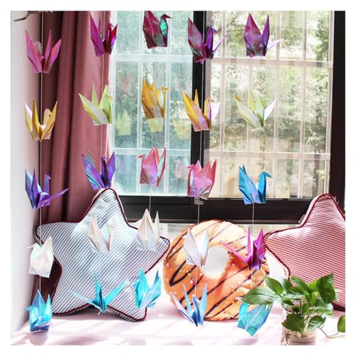 SMTCM Glitzer Origami Papier Kranich Girlanden zum Aufhängen Papierkraniche handgefertigt vorgefertigt gefaltet Origami Papier Vogel Luftschlangen für Frieden Hochzeit Geschenk Party(5Saiten,50Stück) SMTCM Glitzer Origami Papier Kranich Girlanden zum Aufhängen Papierkraniche handgefertigt vorgefertigt gefaltet Origami Papier Vogel Luftschlangen für Frieden Hochzeit Geschenk Party(5Saiten,50Stück) von SMTCM
