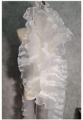 SMTCM Rüschen-Spitzenborte Organza 13cm Breit Plissee Gerüscht Tüll-Bordüre Stoff-Retro-Chiffon-Besatz Gewellt Durchsichtig Glänzend Organza zum Nähen, Kleid, Kostüm, Hochzeit, Dekoration, Trimmen SMTCM Rüschen-Spitzenborte Organza 13cm Breit Plissee Gerüscht Tüll-Bordüre Stoff-Retro-Chiffon-Besatz Gewellt Durchsichtig Glänzend Organza zum Nähen, Kleid, Kostüm, Hochzeit, Dekoration, Trimmen von SMTCM
