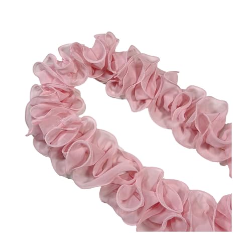SMTCM Rüschenband 5 Yard Rüschen Spitzenborte Rüschen Spitzenband Breite Spitzenborte Organza Rüschenband Häkelborte Stoffbordüre Rüschenstoff Organza Spitzenband für DIY Basteln Nähen Kleidung von SMTCM