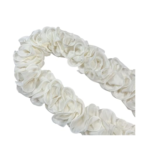 SMTCM Rüschenband 5 Yard Rüschen Spitzenborte Rüschen Spitzenband Breite Spitzenborte Organza Rüschenband Häkelborte Stoffbordüre Rüschenstoff Organza Spitzenband für DIY Basteln Nähen Kleidung von SMTCM