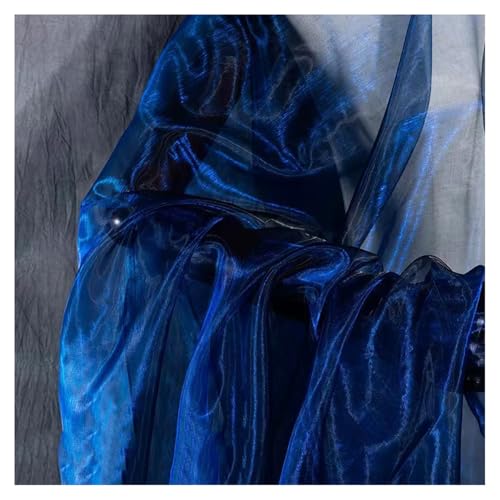 Schillernder Organzastoff Tiefblau 5m*150cm Gradient Organza Spitzenstoff Magisch Glänzend Stoffband Bunt transparenter Stoffe zum Nähen Tüllstoff Dekostoff für DIY Kostüm Hintergrund Hochzeit von SMTCM