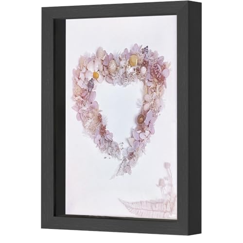 3D Bilderrahmen zum Befüllen, 20 x 25 x 3 cm Holz Rahmen Objektrahmen Shadow Box, Bilderrahmen Tief 3cm Objektrahmen zum Befüllen für Objekte Blumen Hochzeitsgeschenk oder Erinnerungsstücke(Schwarz) von SMYJDMM