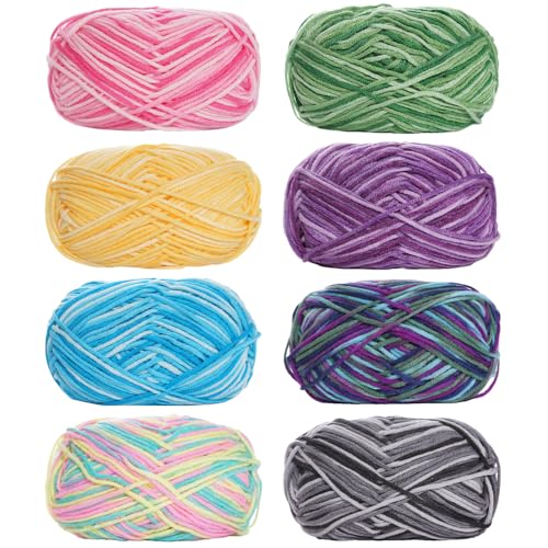 Handstrickgarn, 8 Stücke Acryl Wolle zum Stricken, 50g Farbe Acryl Wolle Zum Häkeln Häkelgarn Bunt Farbverlauf Weiches Mehrfarbiges Garn Set für Häkeln Stricken und Handwerk Häkelgarn von SMYJDMM