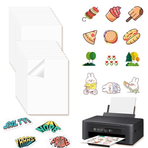 20 Stk A4 Selbstklebende Folien Bedrucken Klebefolien Druckerpapier Wasserfest Bedruckbar Vinylfolie Inkjet Vnyl Aufkleber Sticker Papier Drucker Etikette für Laserdrucker Tintenstrahldrucker von SMYJDMM