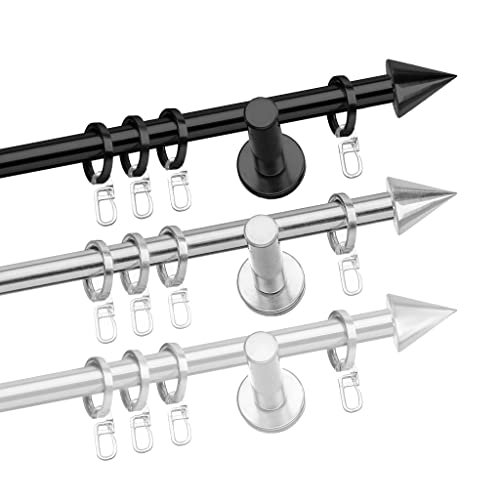 SN Deco - Stilgarnitur Pisa, Ø 16mm, 1-lauf, Längen, Komplettset mit Ringen (300 cm (2x150cm inkl. Verbinder), Edelstahl Optik) von SN DECO GROUP