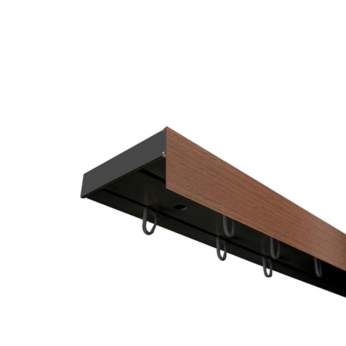 SN Deco - Vorhangschiene SH Set 2-läufig schwarz 240cm, Gardinenschiene, vorgebohrt, m. Blende Nuss 5cm, Komplettes Zubehör und Röllchen von SN DECO GROUP