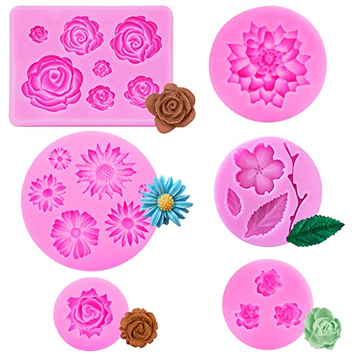 SNAGAROG 6 Stück Fondant Silikonformen Blume 3D Backform Silikon Rosenform 3D Fondant Formen Rose Modellierform kuchenform Kerzen Gießformen Silikonformen für Schokolade, Gelee, Kerzen, Seife SNAGAROG 6 Stück Fondant Silikonformen Blume 3D Backform Silikon Rosenform 3D Fondant Formen Rose Modellierform kuchenform Kerzen Gießformen Silikonformen für Schokolade, Gelee, Kerzen, Seife von SNAGAROG