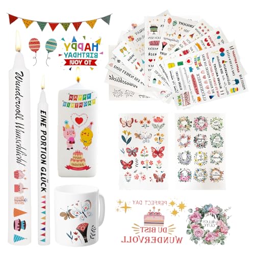 SNAIL GARDEN 12PCS 400+ Muster Kerzentattoos Kerzenfolie,Kerzentattoos Geburtstag,Kerzensticker Wasserschiebefolie Kerzen Geburtstag Schmetterling Girlande Thema Für Kerze,Tasse SNAIL GARDEN 12PCS 400+ Muster Kerzentattoos Kerzenfolie,Kerzentattoos Geburtstag,Kerzensticker Wasserschiebefolie Kerzen Geburtstag Schmetterling Girlande Thema Für Kerze,Tasse von SNAIL GARDEN