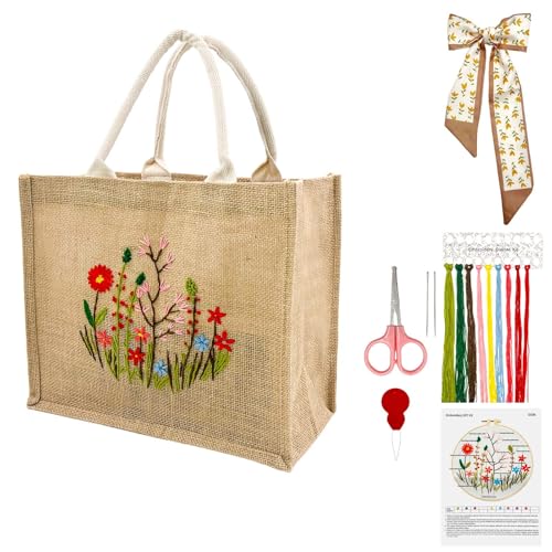 SNAIL GARDEN Leinen Tragetasche DIY Stick-Set für Anfänger mit Schal – Bedrucktes Kreuzstich-Set mit Garn, Nadel & Anleitung – Wiederverwendbare Einkaufstasche, DIY Taschen-Set für Frauen SNAIL GARDEN Leinen Tragetasche DIY Stick-Set für Anfänger mit Schal – Bedrucktes Kreuzstich-Set mit Garn, Nadel & Anleitung – Wiederverwendbare Einkaufstasche, DIY Taschen-Set für Frauen von SNAIL GARDEN