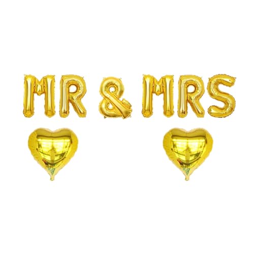 SNFHWL MR & MRS Gold Buchstaben Luftballons Hochzeit Verlobung Brautparty Junggesellinnenabschied Dekorationen von SNFHWL