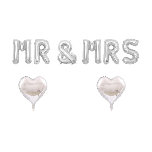 SNFHWL MR & MRS Silberne Buchstabenballons Hochzeit Verlobung Brautdusche Junggesellinnenabschied Dekorationen SNFHWL MR & MRS Silberne Buchstabenballons Hochzeit Verlobung Brautdusche Junggesellinnenabschied Dekorationen von SNFHWL