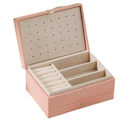 SNHHNSW Box Tragbare Dreischicht-Aufbewahrungsbox-Box-Kisten-Halskette Ringbox Ohrringe Multifunktionsbox Schmuckschatulle von SNHHNSW