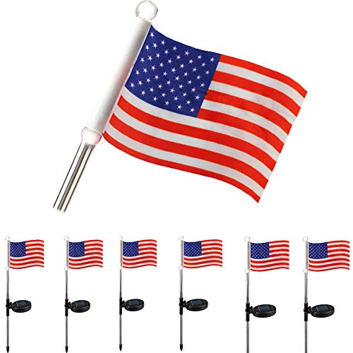 SNOMYRS Amerikanische Flagge Landschaft Licht 6 PC LED Amerikanische Flagge Lichter Wasserdicht Outdoor Beleuchtet USA Flagge Lichter für Garten Hof Unabhängigkeit Tag Gedenktag 4. Juli Dekor (weiß) von SNOMYRS