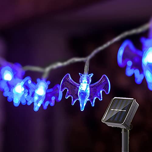 SNOMYRS Halloween-Dekoration 6,4 m Fledermaus-Lichterkette 30 LEDs für Terrassendekoration blau von SNOMYRS
