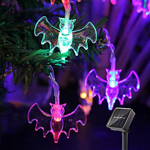 SNOMYRS Halloween-Lichter, 6,4 m, 30 LEDs, Fledermaus-Lichterkette für Terrasse, Weihnachtsdekoration (mehrfarbig) von SNOMYRS