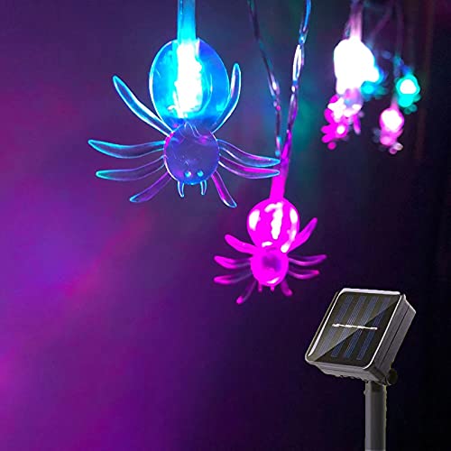 SNOMYRS Halloween-Lichter 6,4 m Spinnen-Lichterkette 30 LEDs für Weihnachtsdekoration mehrfarbig von SNOMYRS