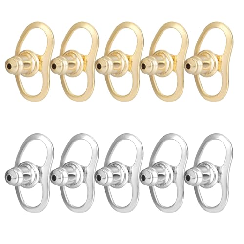 10 Stück Ohrstecker Verschluss,Ohrring Stecker Verschluss,Hypoallergener Ohrring Verschluss,für Ohrstecker Schwere Ohrringe Damen Basteln Schmuckherstellung(Gold Silber) von SNONESIY