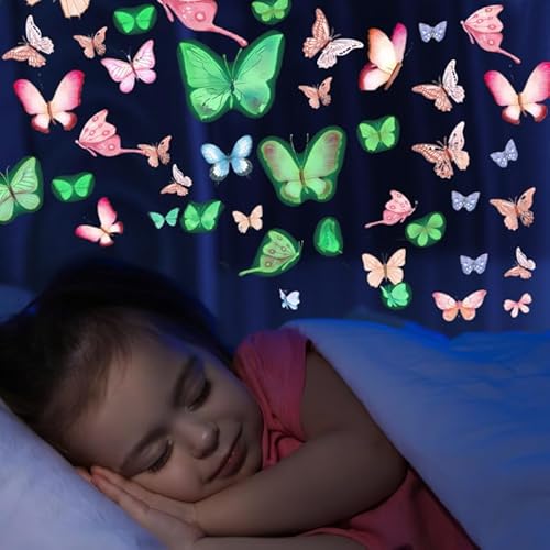 76 Stück Wandtattoo Schmetterlinge Leuchtend, 3D Glühen Wandtattoo Schmetterling Deko, Schmetterlinge für Die Wand, Luminous Schmetterling Sticker, für Wohnzimmer Schlafzimmer Kinderzimmer Wanddeko 76 Stück Wandtattoo Schmetterlinge Leuchtend, 3D Glühen Wandtattoo Schmetterling Deko, Schmetterlinge für Die Wand, Luminous Schmetterling Sticker, für Wohnzimmer Schlafzimmer Kinderzimmer Wanddeko von SNONESIY