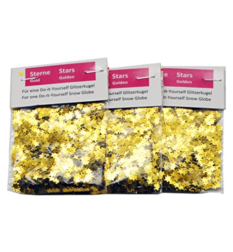 3 x Gold Glitzersterne für Schneekugel/Glitzerkugel zum Basteln für Schneekugel Bastelset 40066 goldene Sterne 3 x Gold Glitzersterne für Schneekugel/Glitzerkugel zum Basteln für Schneekugel Bastelset 40066 goldene Sterne von SNOWGLOBE for you - DO IT YOURSELF