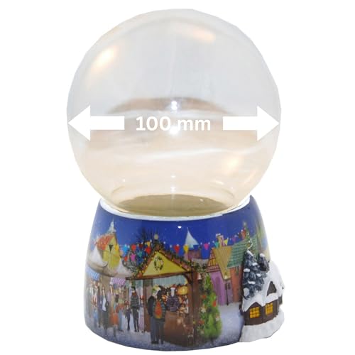 70006 Bastelset DIY Schneekugel Do it Yourself mit Glaskugel und Porzellansockel Weihnachtsmarkt mit Haus Spieluhr möglich – 100mm Durchmesser von SNOWGLOBE for you - DO IT YOURSELF