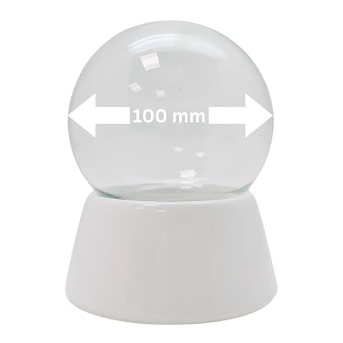 100mm-DIY-Schneekugel | Schneekugel basteln | Sockel weiß mit Glaskugel für den Einbau Spieluhr Bastel-Schneekugel | 40045 von SNOWGLOBE for you - DO IT YOURSELF