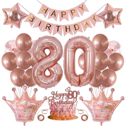 80. Geburtstag Dekorationen Frauen 80 Geburtstag Frauen Luftballons 80 Geburtstag Frau Deko 80. Geburtstag Frau Rosegold Tortendeko Geburtstagsdeko 80. Geburtstag Ballon 80 Jahr Frau Geburtstagsdeko von SNOWZAN