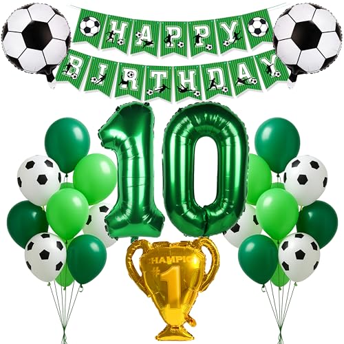 Fußball Geburtstag Deko Set für Kinder Junge Mädchen Zahl 10 grün Folienballon Pokal Trophäe Folienballon Happy Birthday Girlande Banner Fußball Luftballons Latex Helium 10 Jahre Kindergeburtstag Fußball Geburtstag Deko Set für Kinder Junge Mädchen Zahl 10 grün Folienballon Pokal Trophäe Folienballon Happy Birthday Girlande Banner Fußball Luftballons Latex Helium 10 Jahre Kindergeburtstag von SNOWZAN