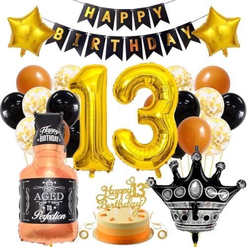 SNOWZAN 13 Geburtstag Deko Junge Mädchen Schwarzes Gold Luftballons Tortendeko 13.geburtstagsdeko 13. Geburtstag Mädchen 13.luftballons Happy Birthday Banner 13 Jahre Happy Birthday Geburtstagdeko SNOWZAN 13 Geburtstag Deko Junge Mädchen Schwarzes Gold Luftballons Tortendeko 13.geburtstagsdeko 13. Geburtstag Mädchen 13.luftballons Happy Birthday Banner 13 Jahre Happy Birthday Geburtstagdeko von SNOWZAN